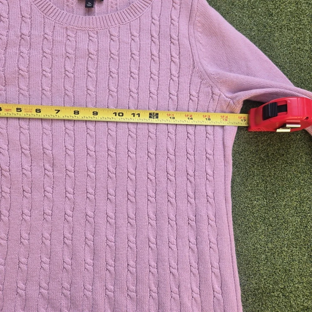 Talbots Petite Pink Cable Knit Sweater Womens SP Button Cuff